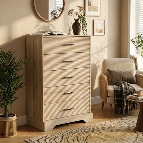 Drawer fluted tall dresser - drawer,
